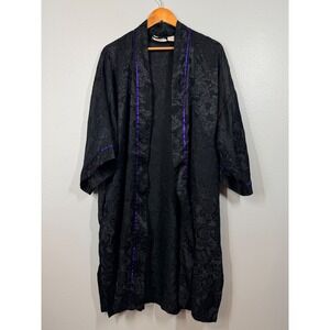 Victorias Secret Gold Label Robe Women's OS Black Floral Rose Jacquard